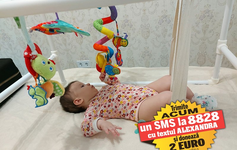 Alexandra poate fi salvată doar cu ajutorul unui vaccin adus din SUA. Bebelușul de 9 luni suferă de amiotrofie spinală și are nevoie de 2.100.000 de euro
