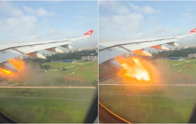 Momentul în care un avion Turkish Airlines ia foc imediat după decolare. Un român aflat la bord a surprins momentul: „Era o liniște de mormânt” | VIDEO