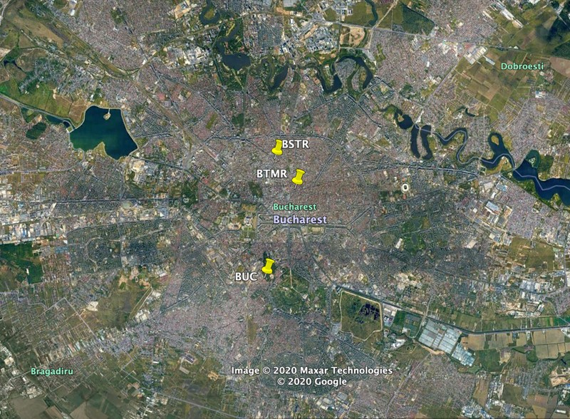 Stațiile seismice din București, amplasate de Institutul Național pentru Fizica Pământului
