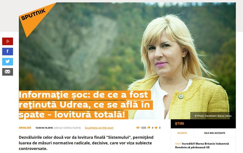 Propaganda Kremlinului o vede pe Udrea revenind în glorie în București, după reținerea din Costa Rica