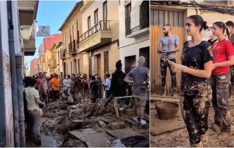 Video emoționant cu voluntarii care cântă imnul Comunității Valencia, în timp ce oferă ajutor victimelor inundațiilor din Spania