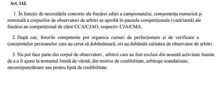 Pasajul ferm din RODAAF, care nu permite să fie pe lista de observatori foști arbitri mânjiți