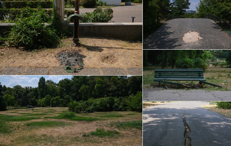 Parcul Herăstrău, degradarea continuă. Bănci rupte, iarbă lipsă, alei crăpate și arteziene fără apă