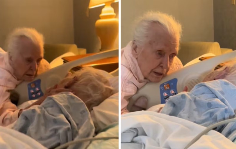 „Nu mă pot opri din plâns”. O senioară de 94 de ani care și-a recăpătat pentru o clipă luciditatea își ia rămas-bun de la soțul ei țintuit la pat | VIDEO