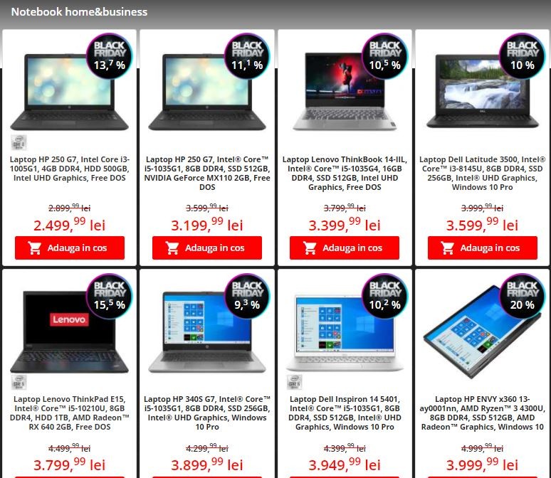 O parte din reducerile la laptopuri la Flanco de Black Friday 2020