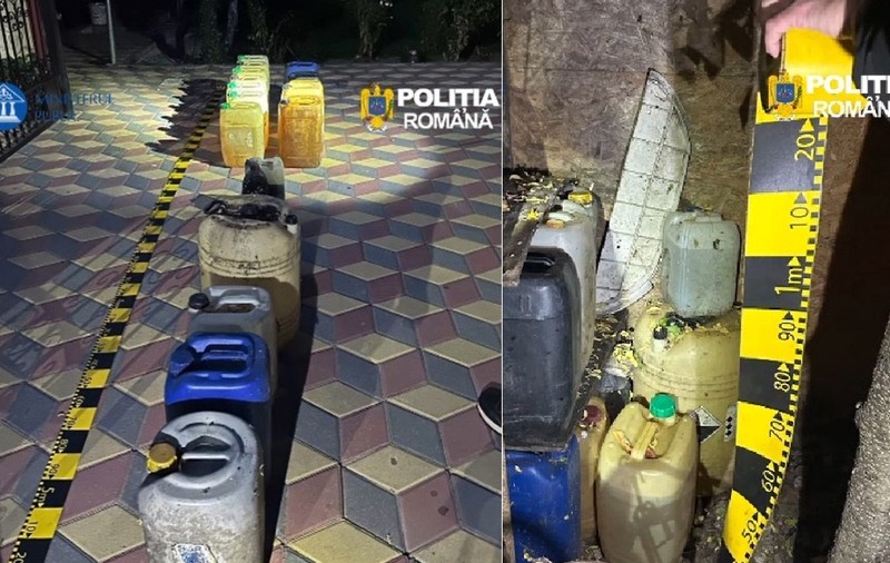 La percheziții au fost descoperiți peste 400 de litri de combustibil