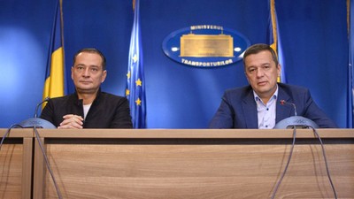 Daniel Băluță (stânga, prim-vicepreședinte PSD) și Sorin Grindeanu (președinte interimar PSD)