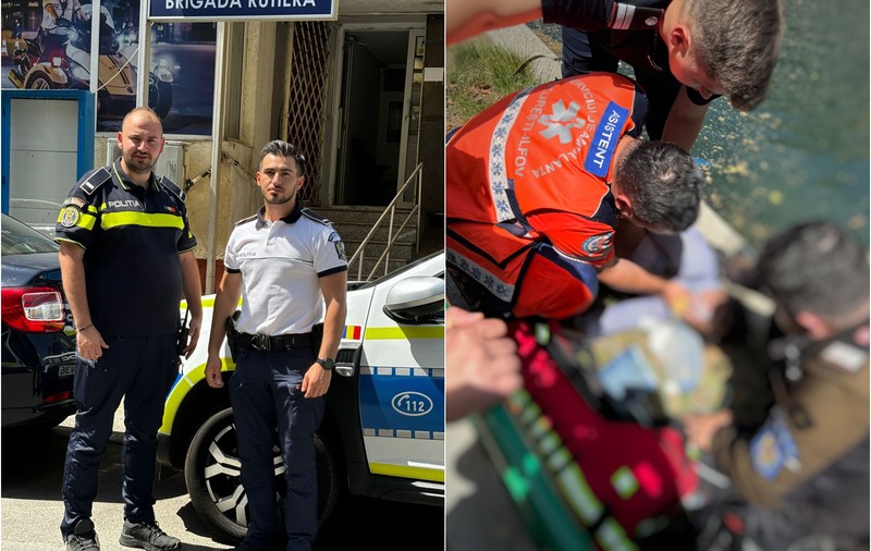 Doi poliţişti de la Brigada Rutieră București şi un luptător SIAS au salvat o femeie din apele râului Dâmboviţa. VIDEO