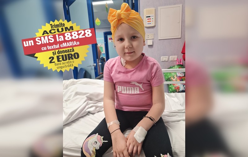 Pentru a lupta cu leucemia, Maria are nevoie de 60.000 de euro. Fetița în vârstă de 5 ani este internată într-un spital din Italia unde trebuie să stea cel puțin un an
