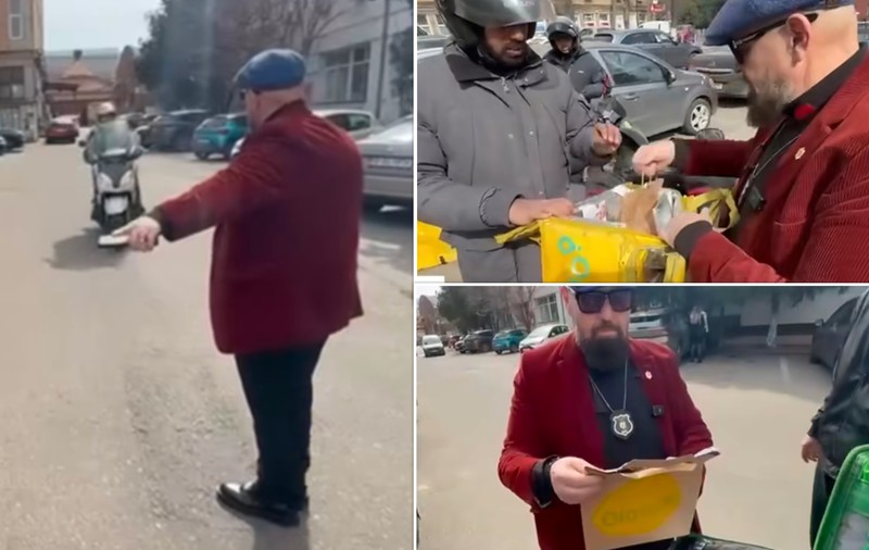 Piedone a oprit în trafic livratorii de mâncare și i-a controlat în genți. Apoi i-a întors din drum până la restaurantele de unde aduceau mâncarea