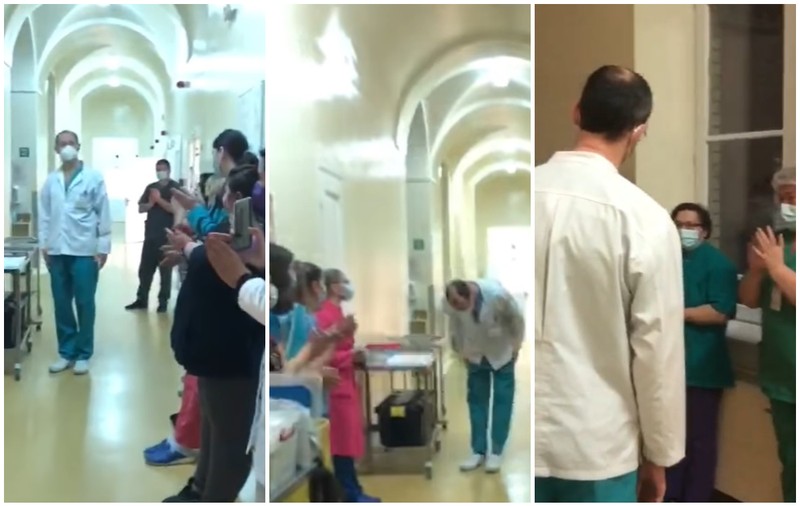 VIDEO | Un medic din Cluj și-a dat demisia pe 31 decembrie, în aplauzele colegilor de la Spitalul Județean