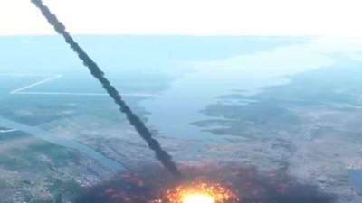 Impact- asteroid „distrugător de orașe”- Pământ. Foto Captură video X/dhamma_universe