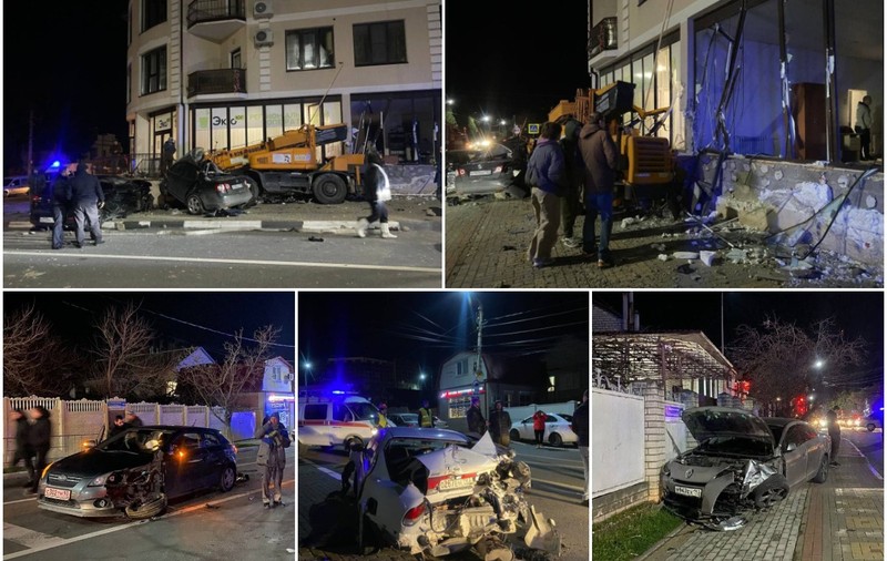 Un camion cu macara a rămas fără frâne, a făcut praf 14 mașini și s-a oprit în zidul unui bloc, în Rusia | VIDEO