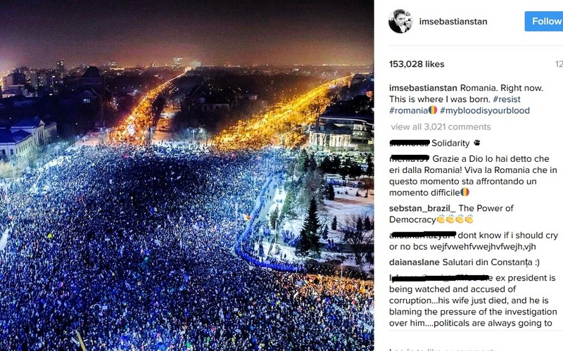 Mesajul lui Sebastian Stan după protestele din România. Actorul a părăsit țara la vârsta de 8 ani