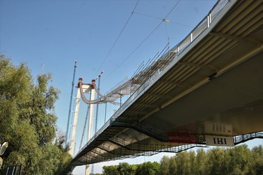 Podul este proiectat și realizat de asocierea Webuild şi IHI Infrastructure Systems Co.Ltd. Foto: Dumitru Angelescu / Libertatea
