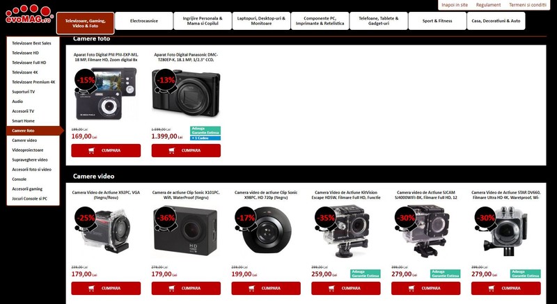 Aparate foto la reducere de Black Friday 2018 la EvoMag