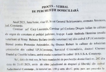 Fragment din procesul verbal întocmit de comisarul-şef Dragoş Cozianu