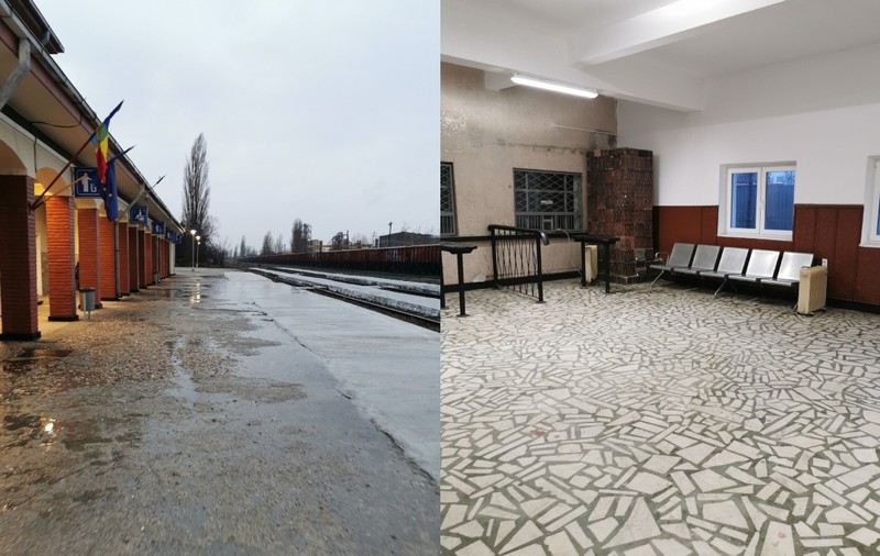 Gara Progresul din București, într-o stare jalnică la nici șase luni de la redeschidere. Sala de așteptare, încălzită cu calorifere electrice
