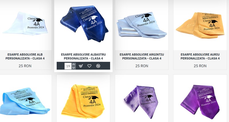 Cât costă o eșarfă absolvire Foto: Captură site care vinde produse personalizate