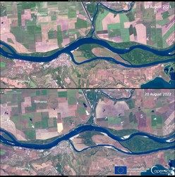 Efectele secetei asupra Dunării. Sursa: Comisia UE/Copernicus