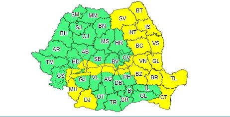 25 de județe sunt vizate de avertizarea meteo FOTO: ANM