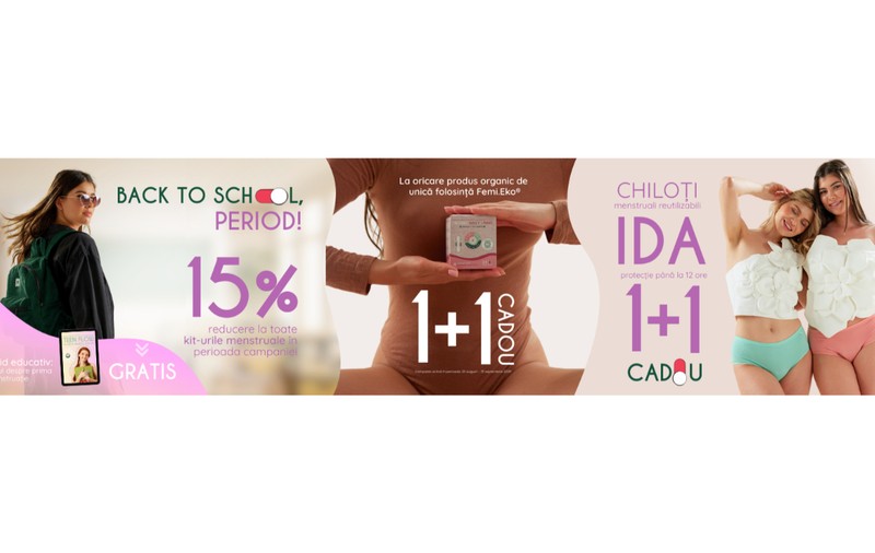 Back to school vine cu surprize la Femi.Eko®: două supercampanii la cele mai bune produse menstruale ale brandului!