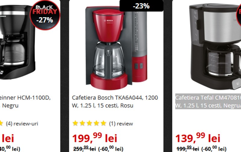 Cafetiere ieftine de Black Friday 2017. Cele mai bune oferte
