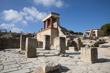 Heraklion, Creta, Grecia – 23 septembrie 2025: Ruinele antice ale palatului minoic de la Knossos