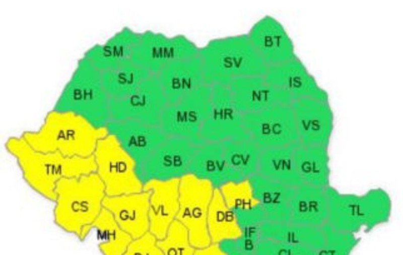 Cod galben de vijelii. Vezi ce zone vor fi lovite de ploi şi furtuni!