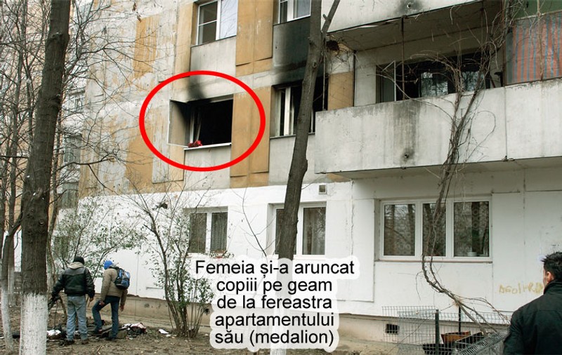 Şi-a aruncat copiii pe geam de frica incendiului