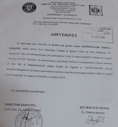 Documentul primit de medicul Hurmuzache, prin care este înștiințat că va fi detașat la Suceava