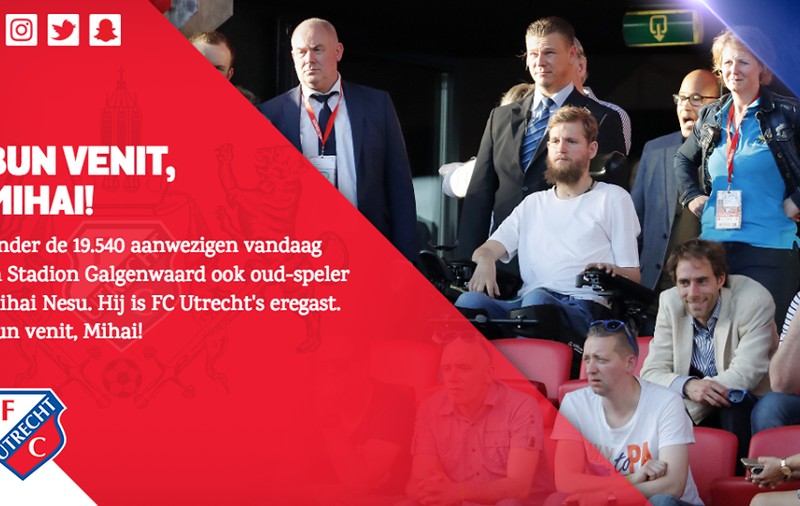 Mihai Neșu, invitat de FC Utrecht la meciul cu Groningen. Olandezii i-au făcut o surpriză / VIDEO