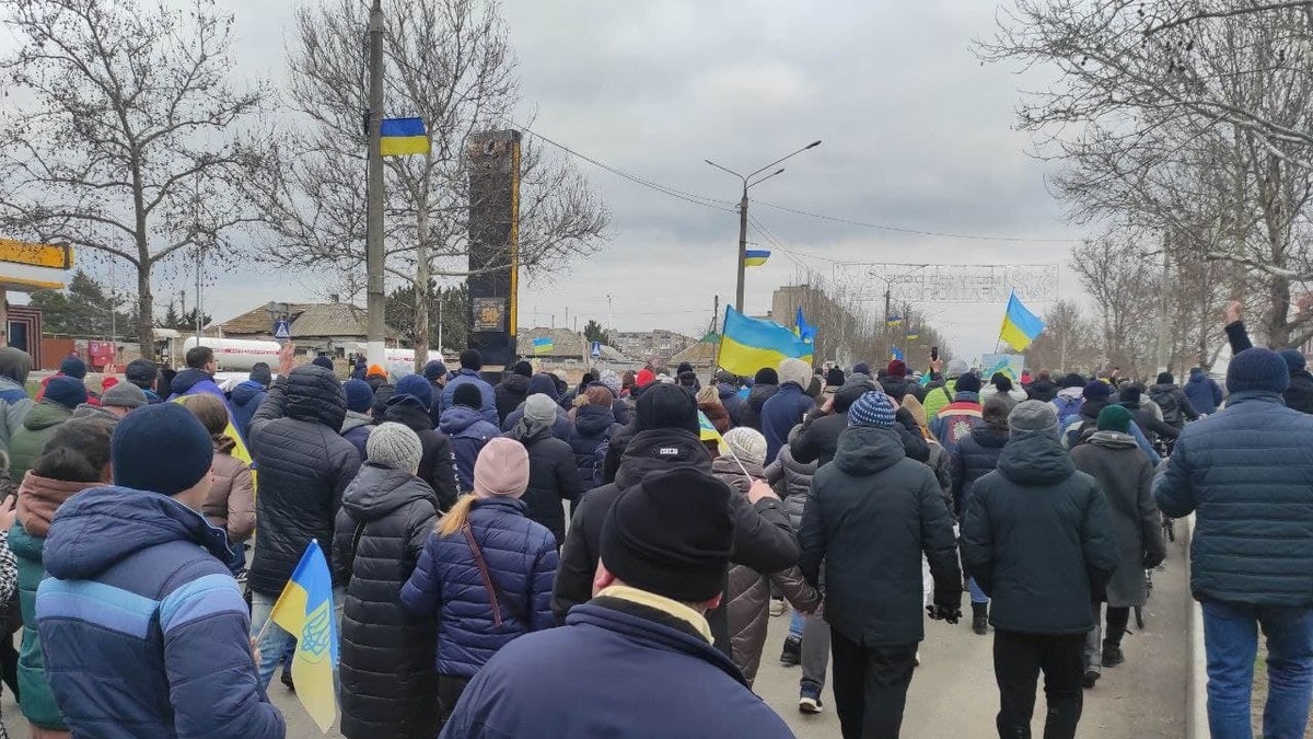 Protest în Melitopol. FOTO: Twitter