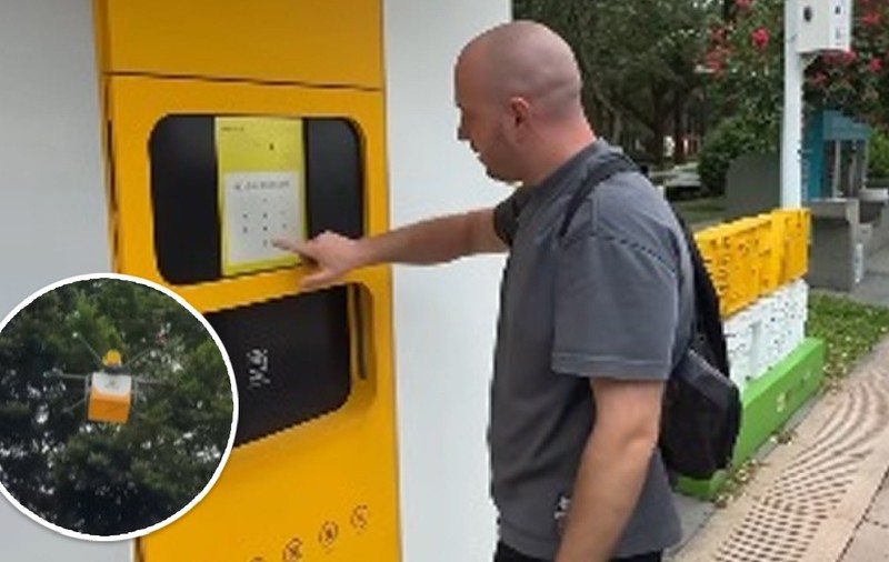 Mâncare adusă cu drona în China. Un român a descris experiența surprinzătoare: „Face foarte mult vânt” | VIDEO