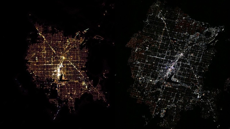 Orașul Las Vegas văzut din spațiu  2012 vs 2025 Sursa foto: X/ Don Pettit