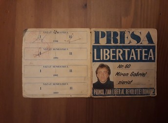 Prima legitimație ca jurnalist la primul ziar al Revoluției române.
