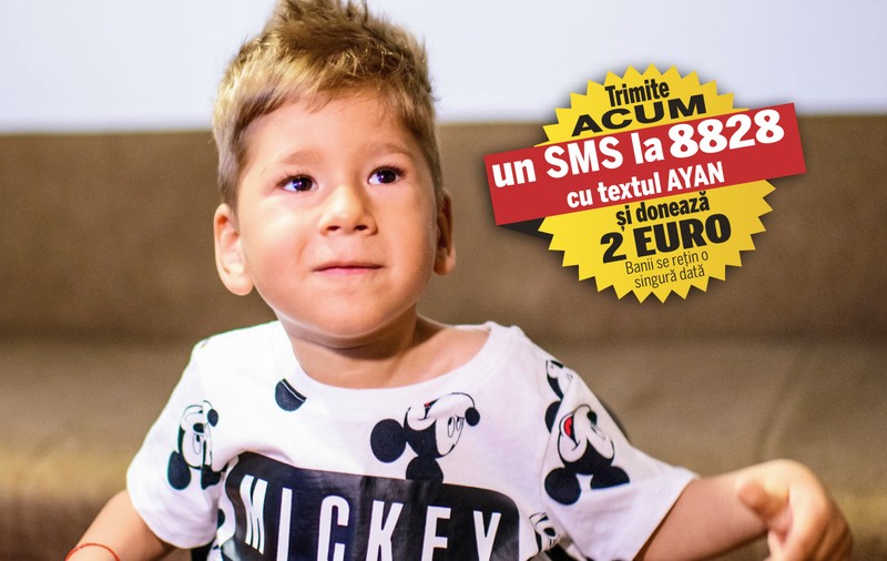 Pentru a învinge boala care îi poate fi fatală, Ayan are nevoie de peste 2.100.000 de dolari. Băiețelul de trei ani suferă de amiotrofie spinală și îi este necesar un vaccin adus din SUA