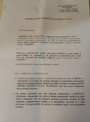 Contractul încheiat între avocata care-l asistă pe Secureanu în instanță, Mihaela Stănculescu, și Spitalul Orășenesc Jibou, condus de Secureanu
