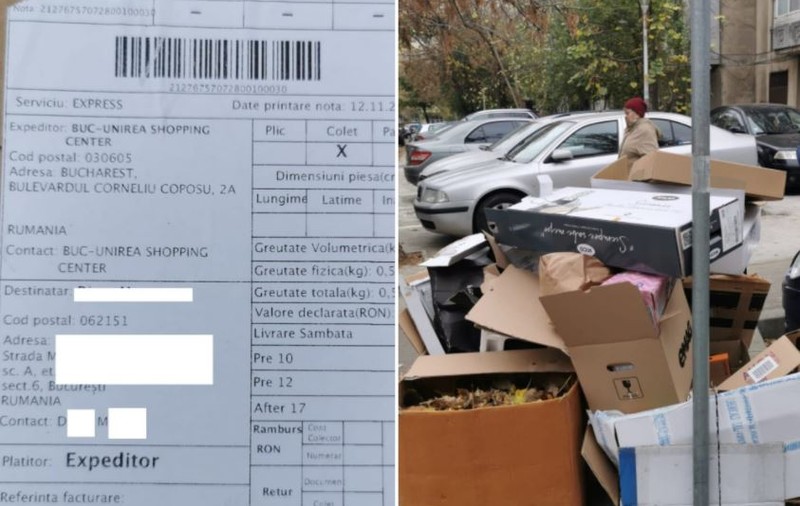 O bucureșteancă a primit acasă gunoiul pe care l-a aruncat în stradă, însoțit de o amendă