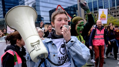 Brussels,,Belgium.,24th,October,2019.,Protesters,March,During,A,Student