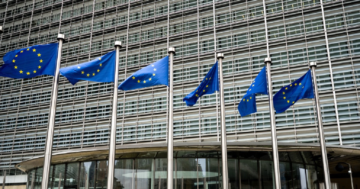 Mai multe drapele UE, în fața Comisiei Europene