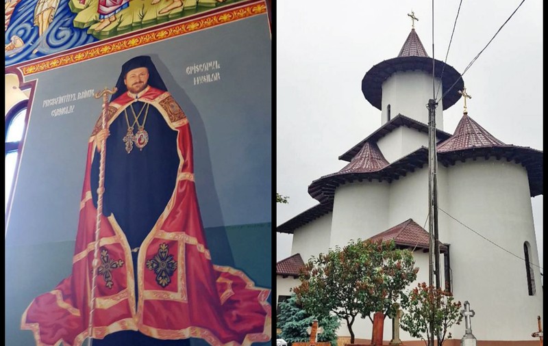 Arestat preventiv pentru viol, fostul episcop de Huși continuă să stea printre sfinți, în biserica din satul natal. Preotul paroh nu vrea să șteargă pictura: “Episcopia decide”