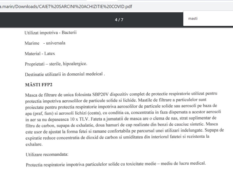 DEscrierea măștilor din caietul de sarcini