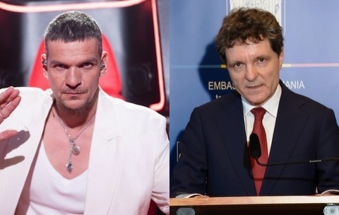 Colaj cu două fotografii cu Tudor Chirilă și Nicușor Dan