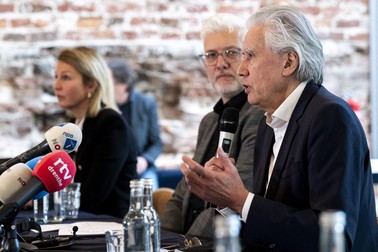 Director of the Drents Museum Harry Tupan speaks during a press conference following a small explosion at the museum in Assen on January 25, 2025.,Image: 957527896, License: Rights-managed, Restrictions: Netherlands OUT, Model Release: no