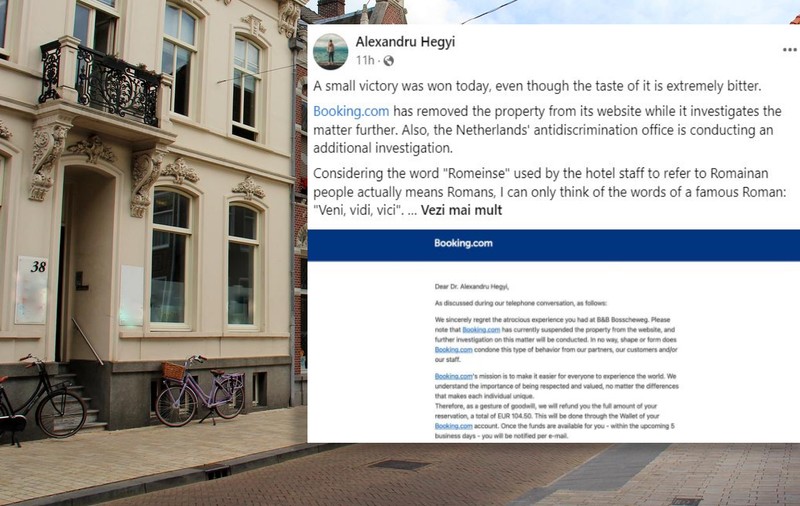 Românul care nu a fost primit la un hotel din Olanda spune că Booking l-a anunțat că a renunțat la colaborarea cu hotelul