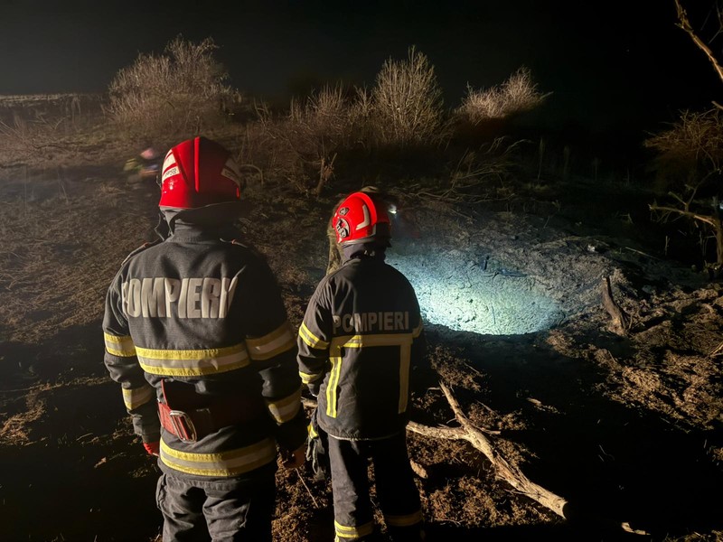 Drona s-a prăbușit într-o zonă nelocuită Foto: ISU Tulcea