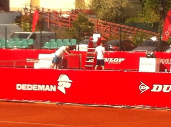 Marius Copil și Adrian Ungur, antrenându-se azi, în jurul orei 10.30 FOTO: Daniel Conțescu