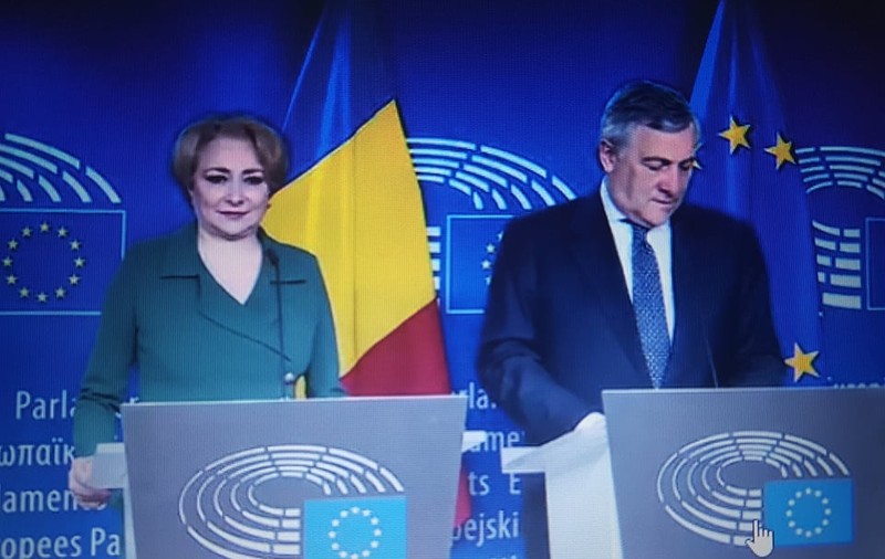 Premierul Viorica Dăncilă, discuții cu președintele Parlamentului European, la Bruxelles; Tajani: Bine ați revenit acasă!