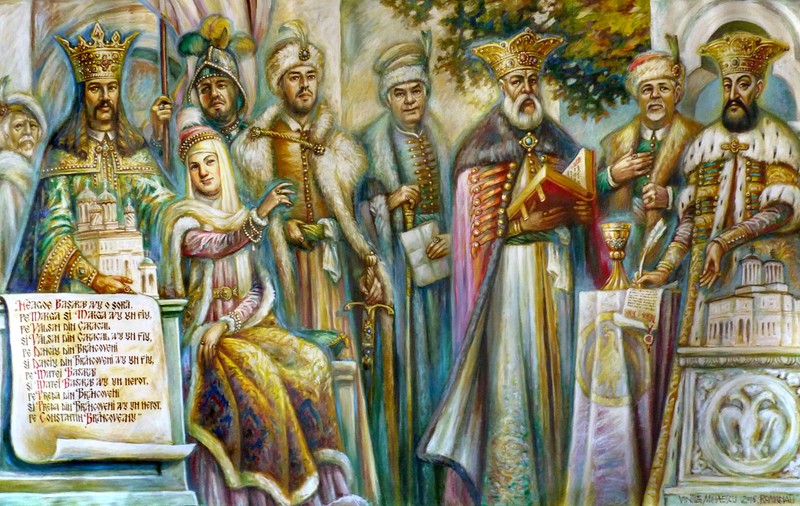Tabloul familiei Doldurea: familia primarului din Caracal, inclusiv fiul care deține stația GPL din Crevedia, pictată alături de Neagoe Basarab